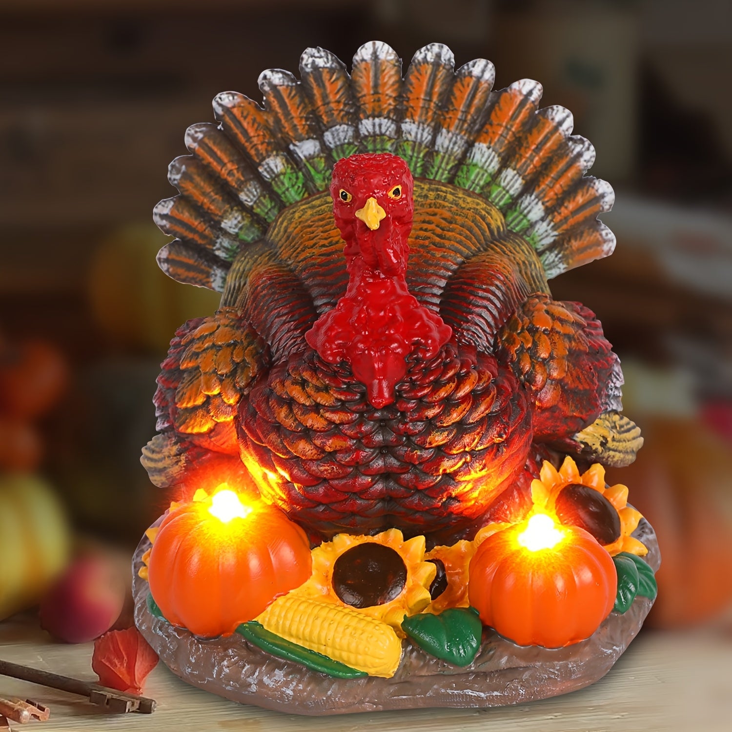 1pc Thanksgiving Turkey Decoration Statue, Suitable for Home, Living Room, Villa and Other Scenes Harvest Festival Gift with Pumpkin and Sunflower Turkey Decoration, Turkey Souvenir Gift Item, Turkey…