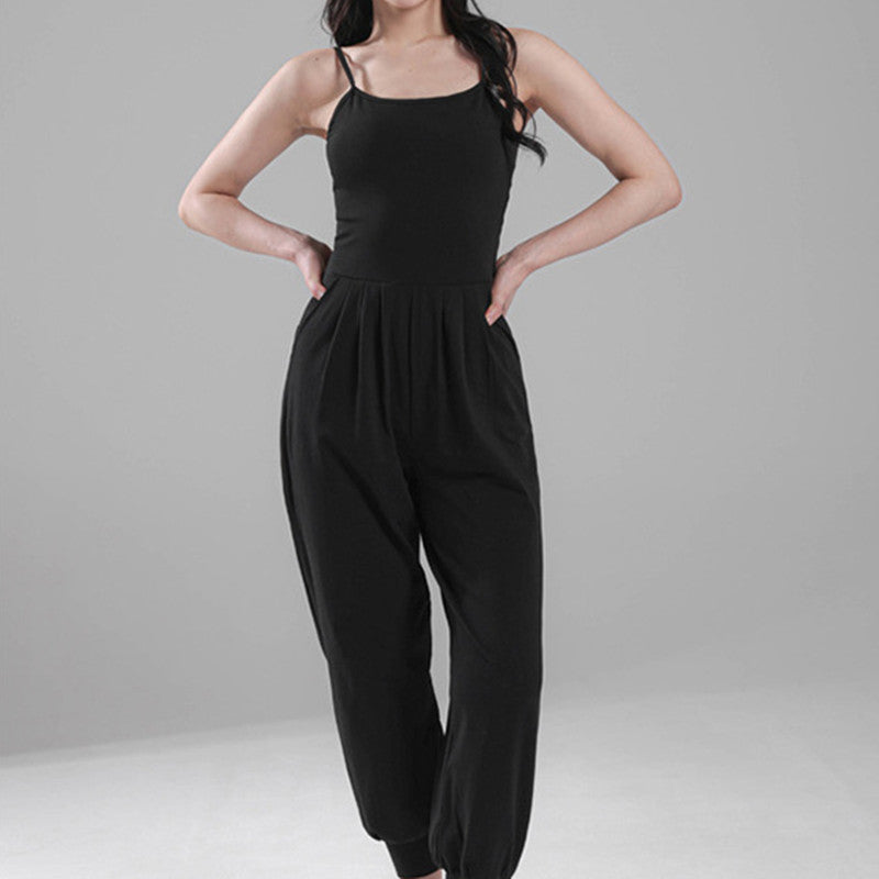 Sleeveless Ankle-Tied Yoga Romper for Fitness & Running