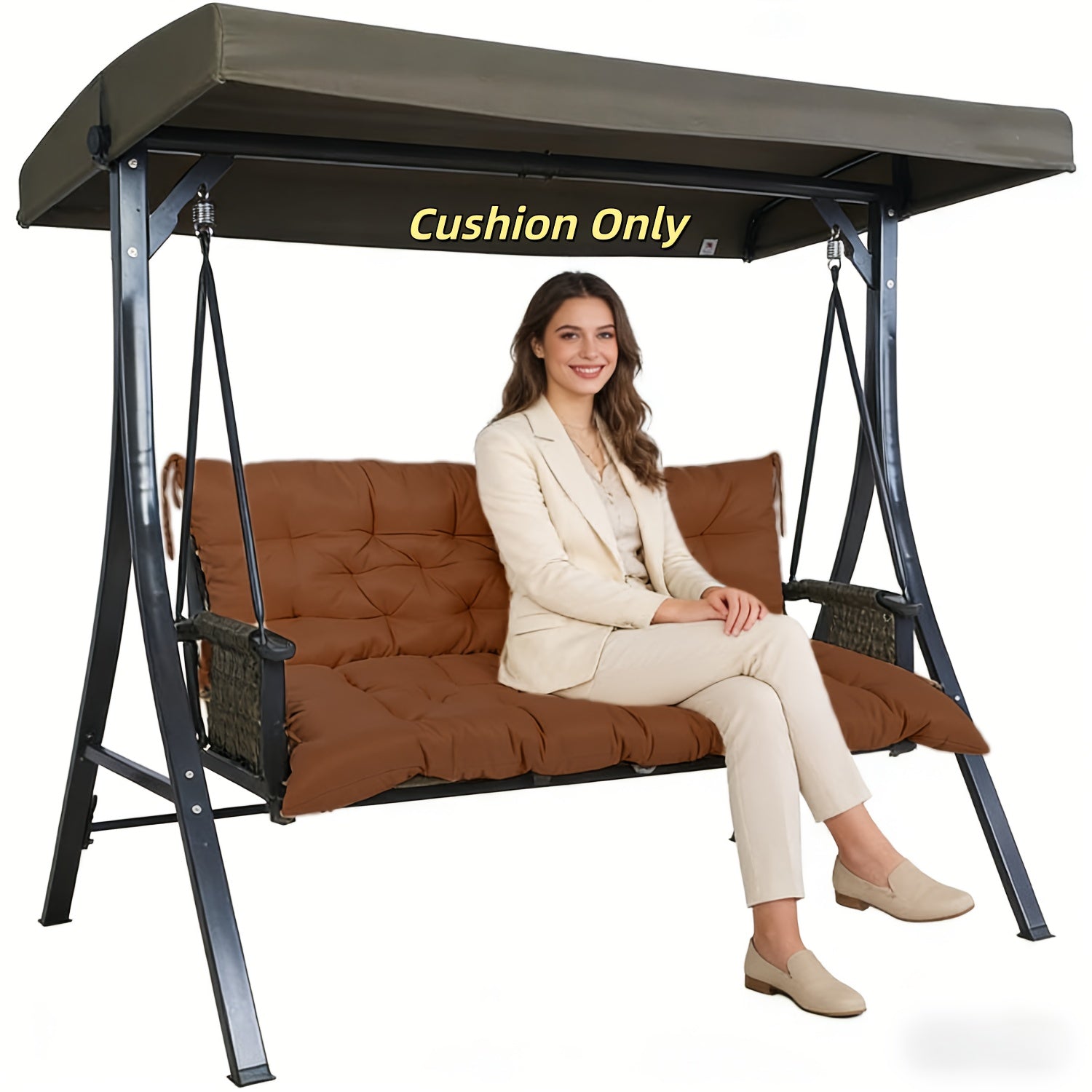 Replacement Cushions for 2-3 Seater Swings, Thick 4" Outdoor Porch Cushions, Waterproof Bench Cushions with Back Support for Garden Furniture