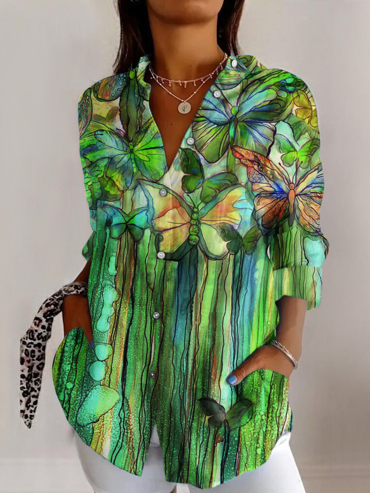 Women's Long Sleeve Floral Button Shirt