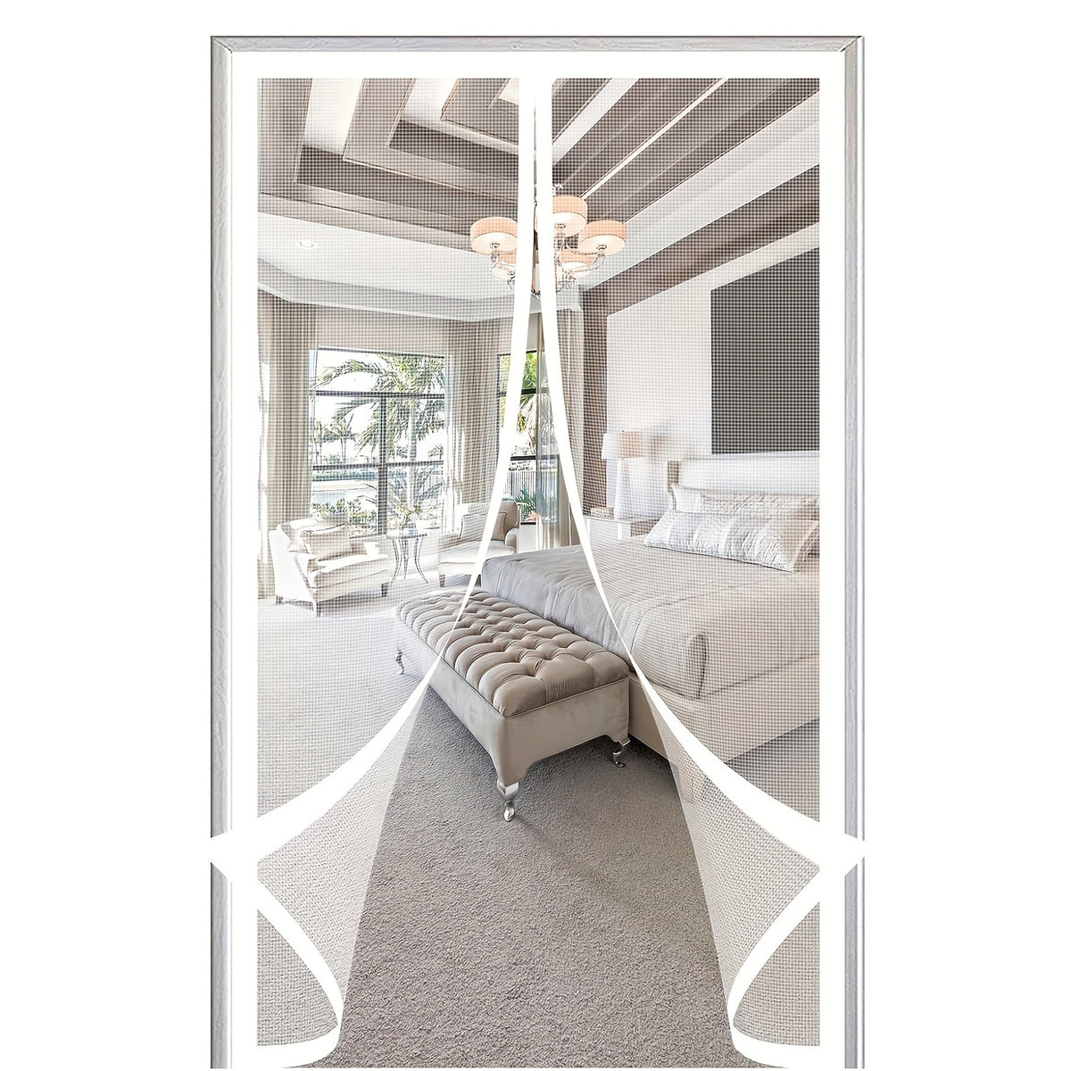Magnetic Mosquito-proof Door Curtain, Summer Upgraded Screen Window, No Need to Drill, Mesh Curtain - Keeps Insects Out While Allowing Ventilation, Classic Style, Suitable for Bedrooms, Living Rooms