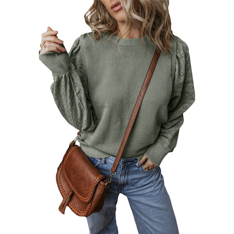 Textured Patchwork Long Sleeve Pullover
