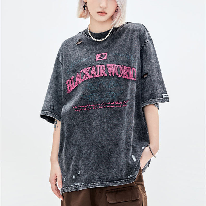Retro Washed Letter Foam Graphic Tee