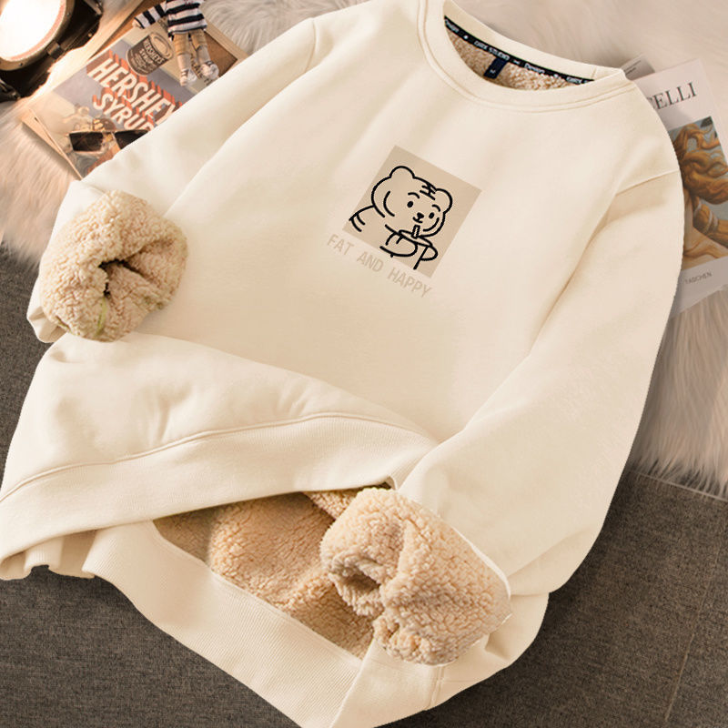 Women's Cute Printed Thickened Fleece Pullover Sweater