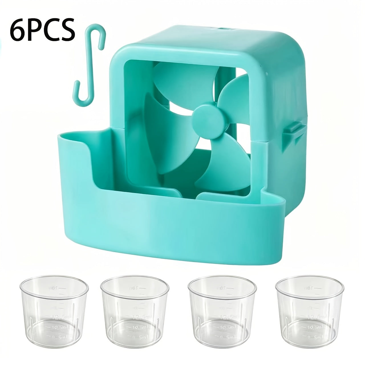 6-Piece Portable Fan Ice Cube Kit with Hook and Cups