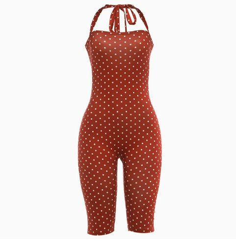 DA 2606103 Polka-Dot Print Halter Jumpsuit