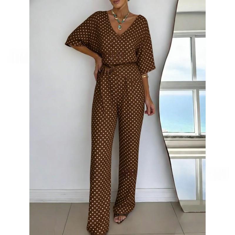 Chic V-Neck Casual Mid-Length Dress with Belt