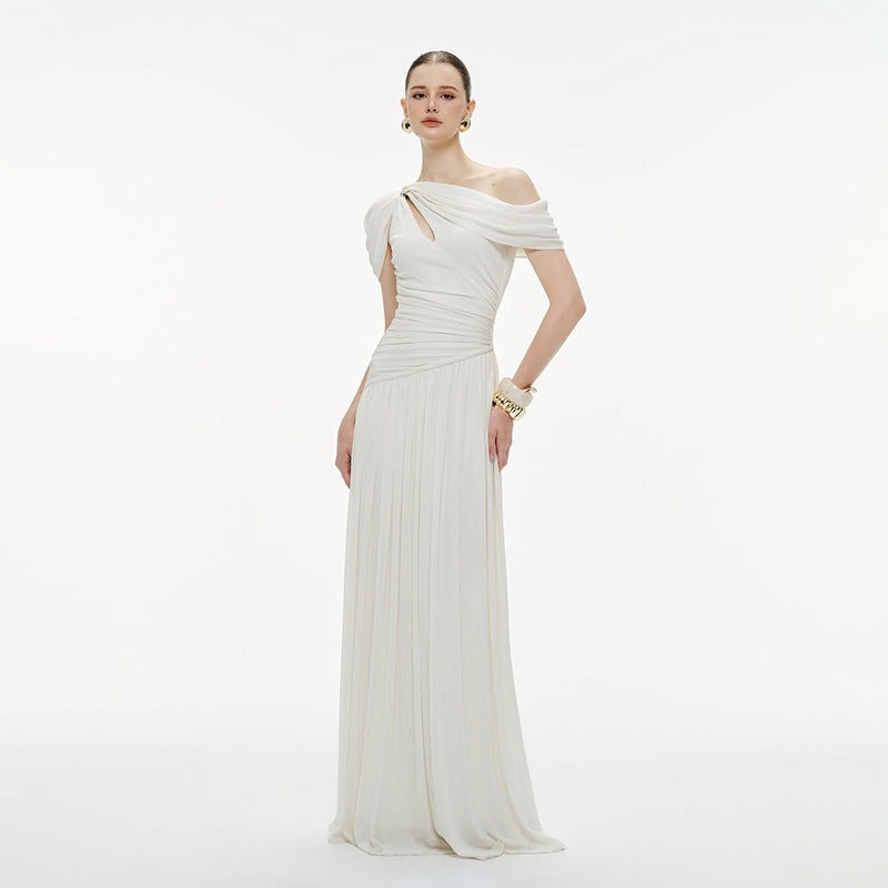 Womens French-style Off-shoulder Casual Dress
