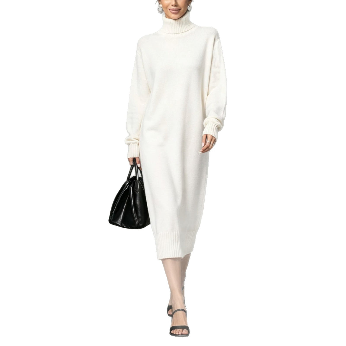 Casual and Comfortable Turtleneck Sweater Dress