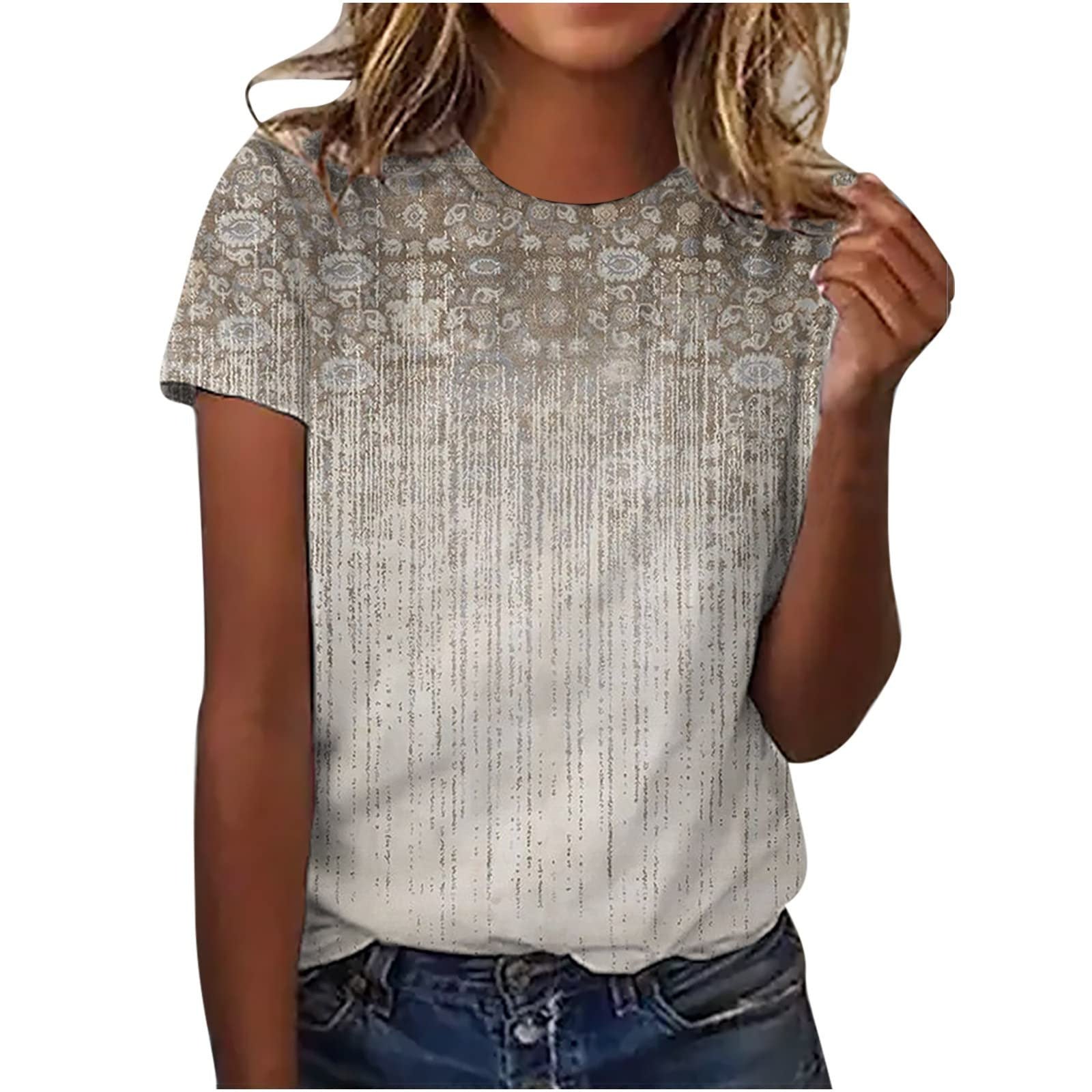 Vintage Printed Loose Round Neck T-Shirt