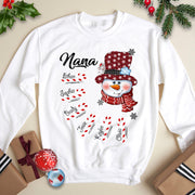 Festive Snowman Candy Cane Christmas Crewneck Sweater