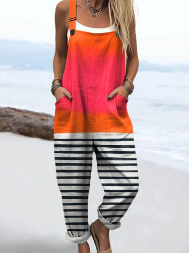 Women's 3D Print Summer Casual Suspender Romper