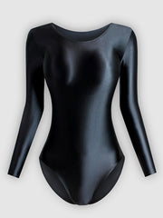 Women's Glossy Silk One-Piece Swimsuit Solid Color
