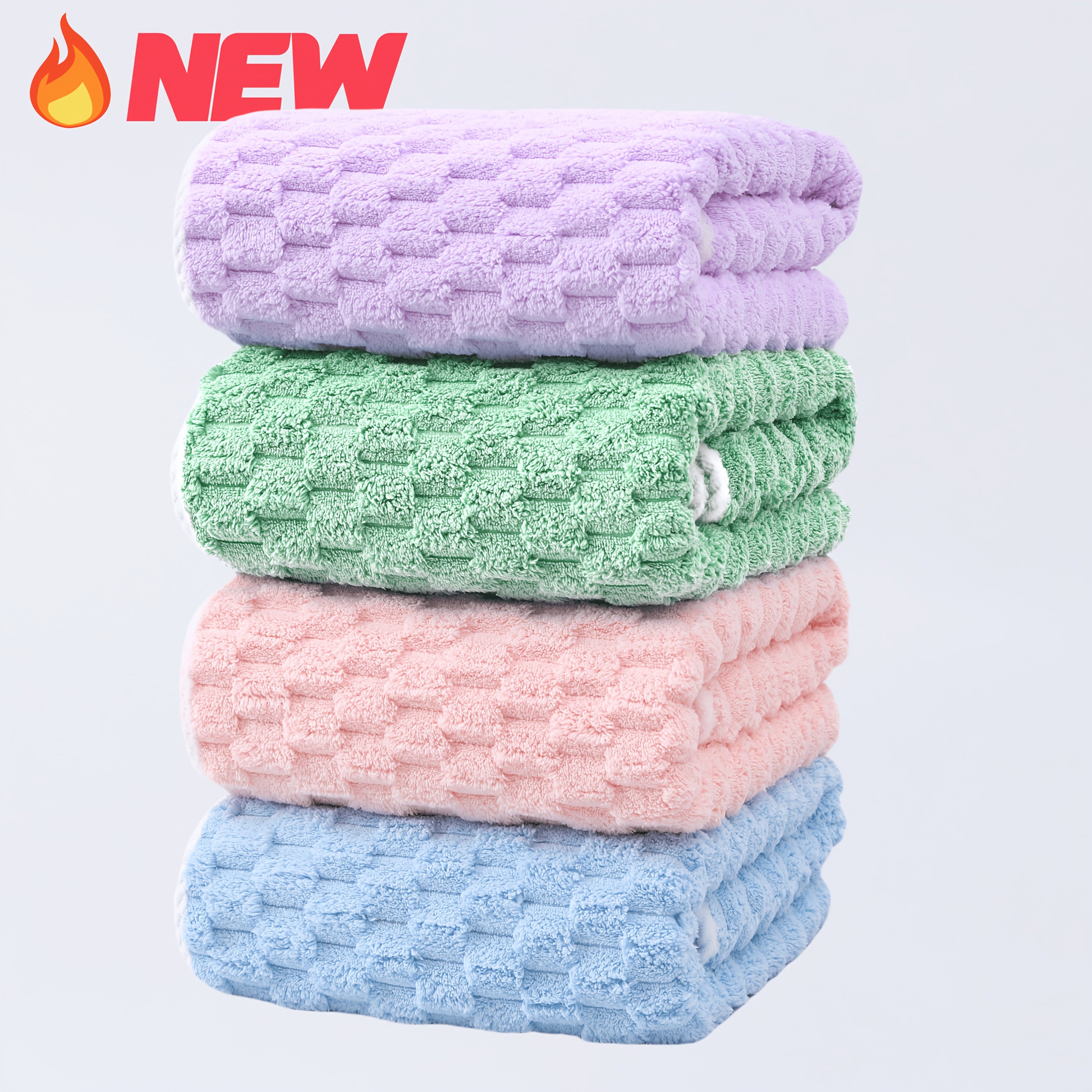 Pack Of 4 Waffled Super Soft Woven Bath Towels