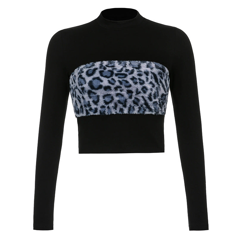 Women's Leopard Print Slim Long Sleeve Top