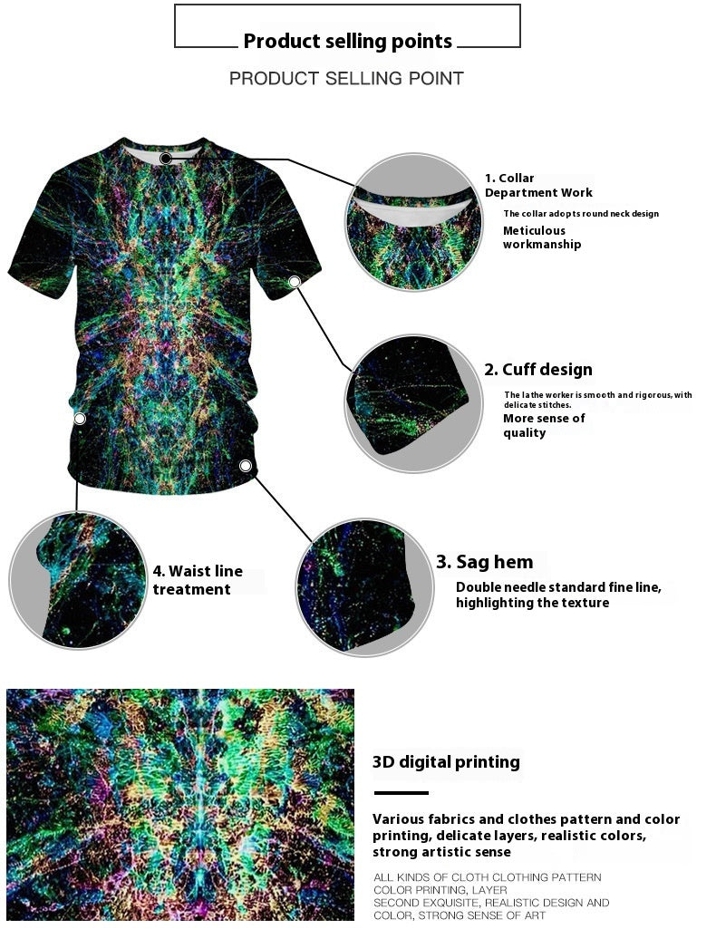 Chic 3D Printed Loose Short Sleeve Street Hipster Tee