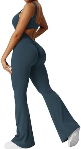 Women's Sleeveless Flare Yoga Jumpsuit