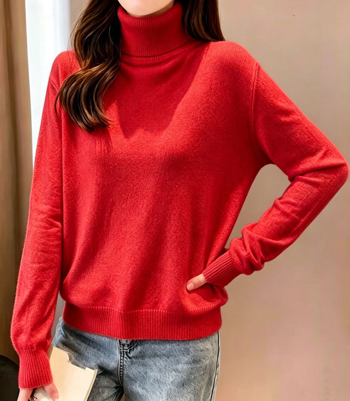Womens Turtleneck Pullover Sweater Top