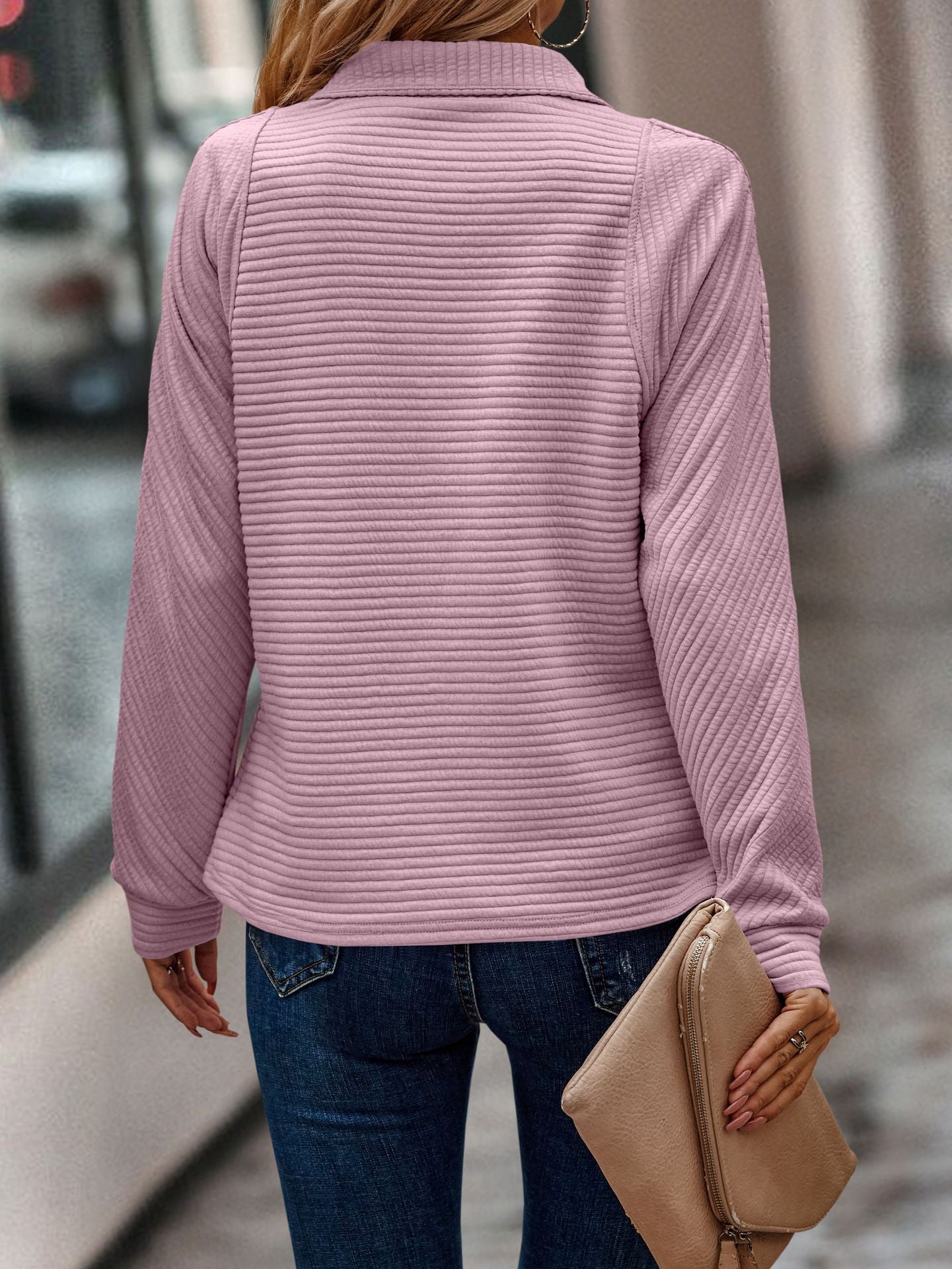 Solid Color Stand Collar Women's Knitted Sweater