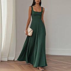 European and American Womens Elegant Pleated Dress