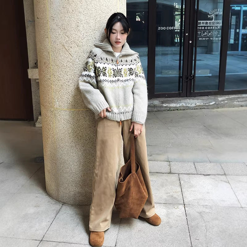 Retro Lazy-style Knitted Cardigan Coat for Women