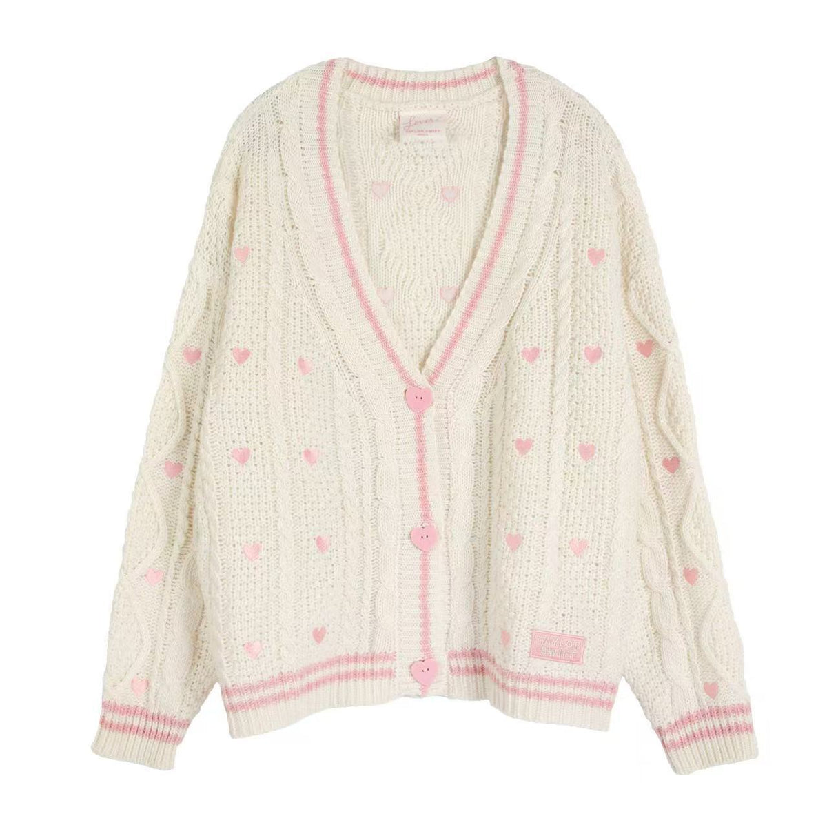 New Womens Sweet Heart-shaped Lover Sweater Knitted Cardigan