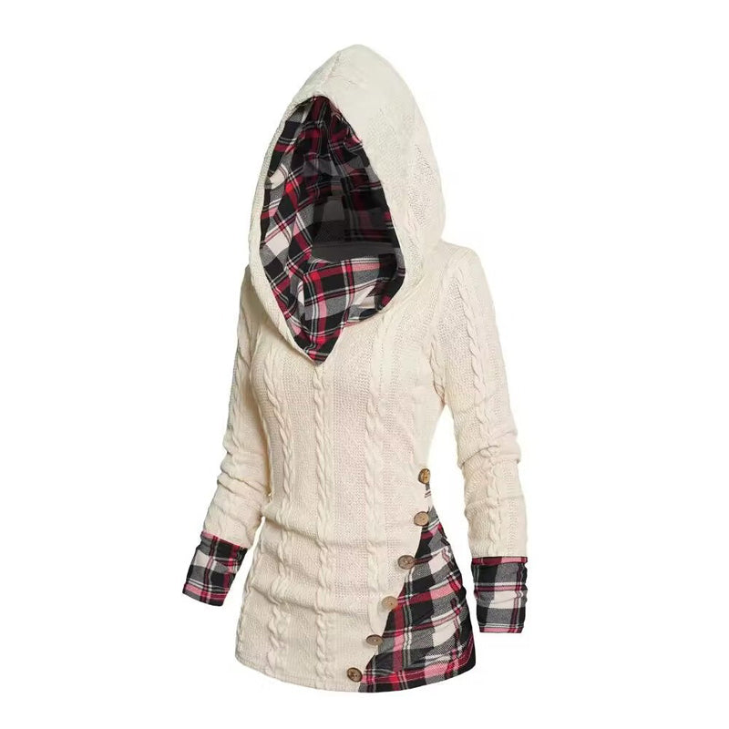 Chic Hooded Geometric Pullover Sweater
