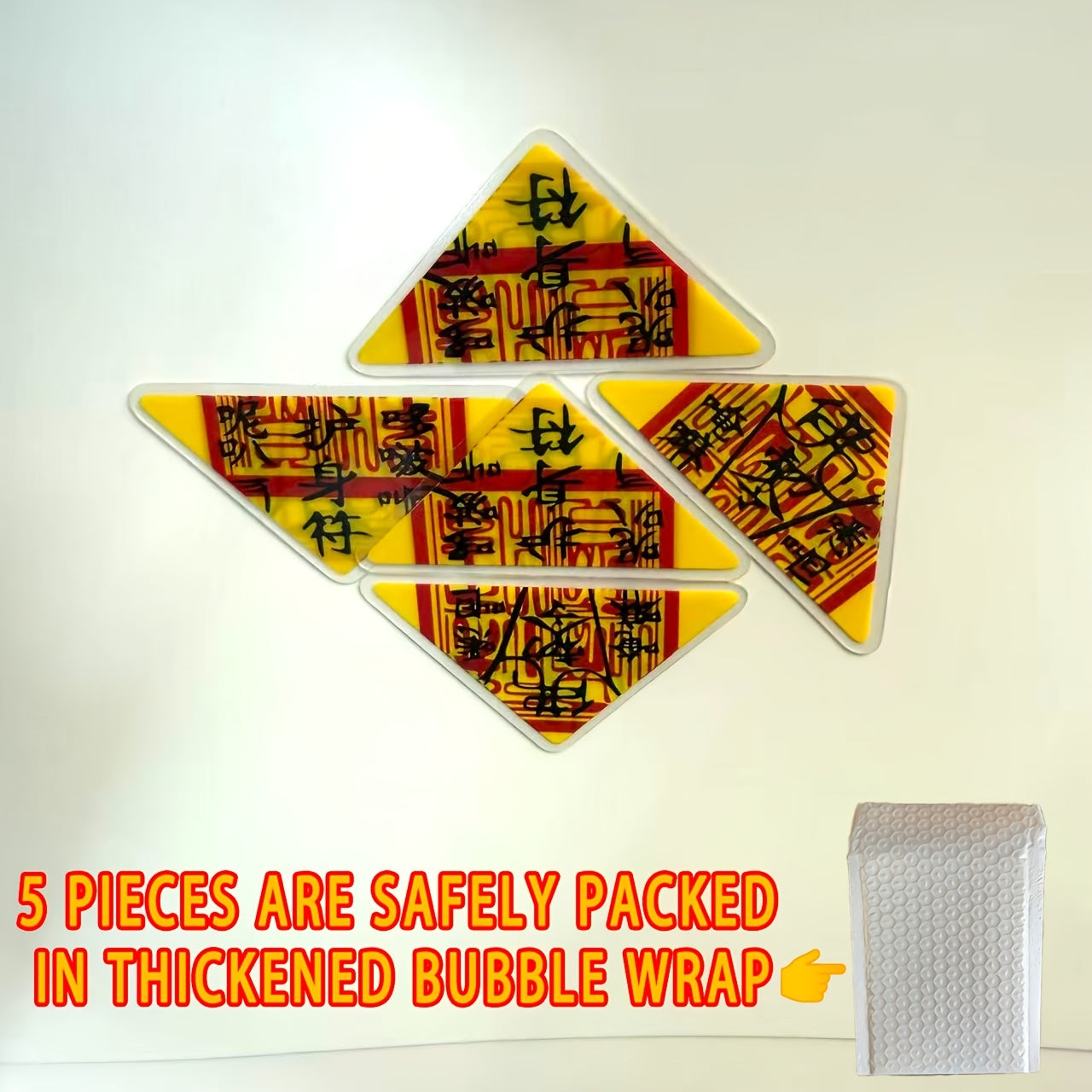 Blessed Chinese Temple Triangle Folding Amulet – Wealth Protection for Phones, Cars, Homes and Wallets (1 Piece)
