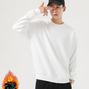 Cozy Fleece-Lined Solid Pullover Sweater for Men