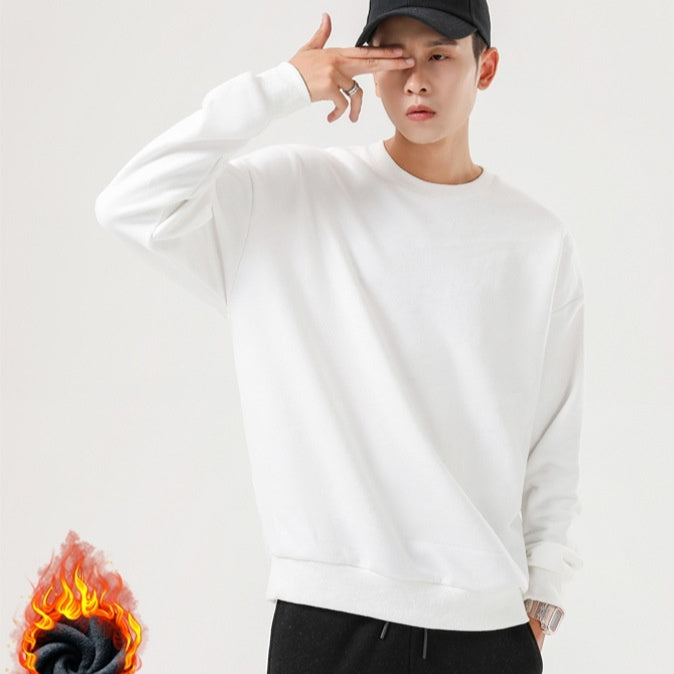 Cozy Fleece-Lined Solid Pullover Sweater for Men