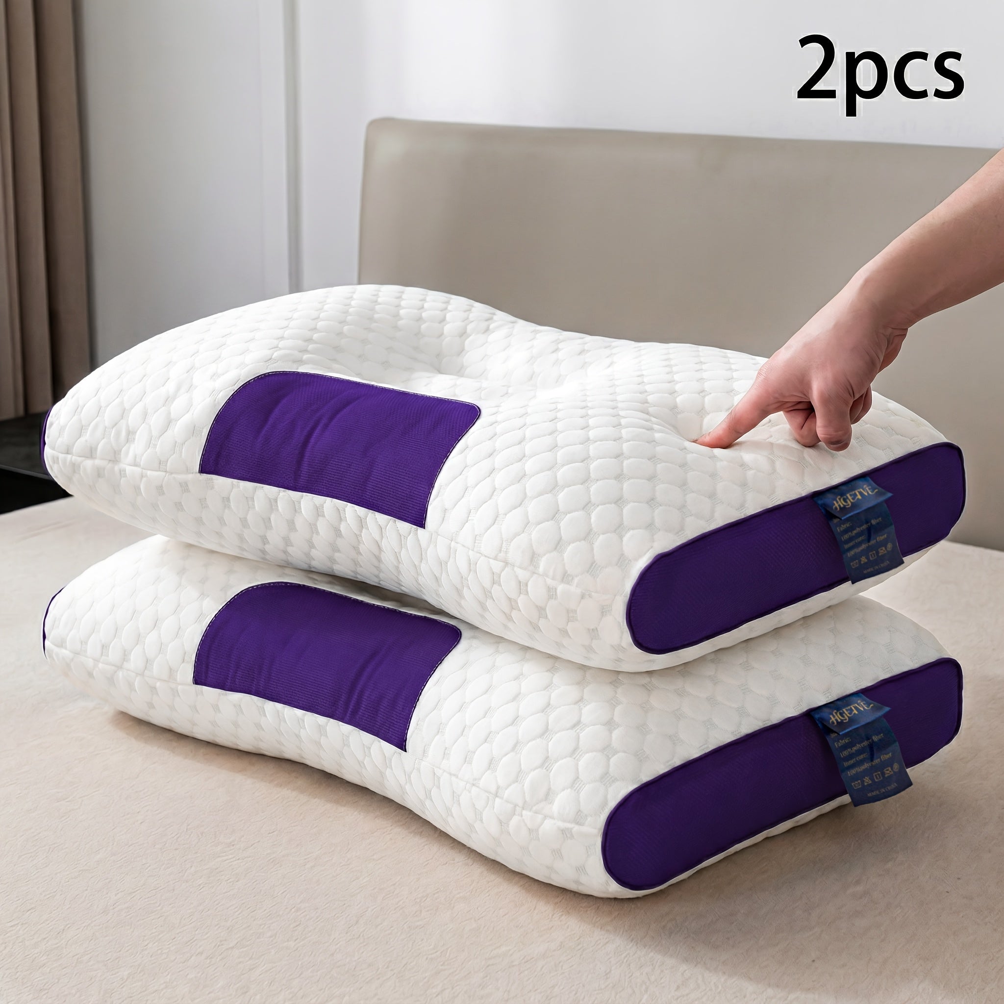 2 Pack Breathable Neck Pillows with Removable Zippered Pillowcase – Ergonomic Design for Shoulder and Neck Relief