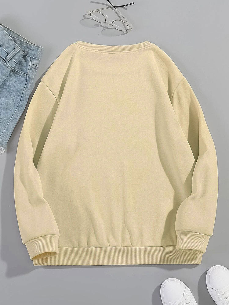 Women's Cozy Fleece-Lined Slogan Crewneck Sweatshirt