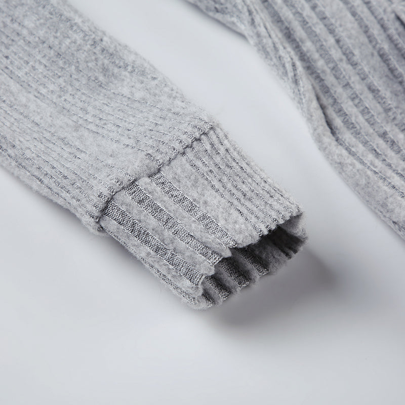 Cozy Grey Hooded Knit Cardigan with Zipper