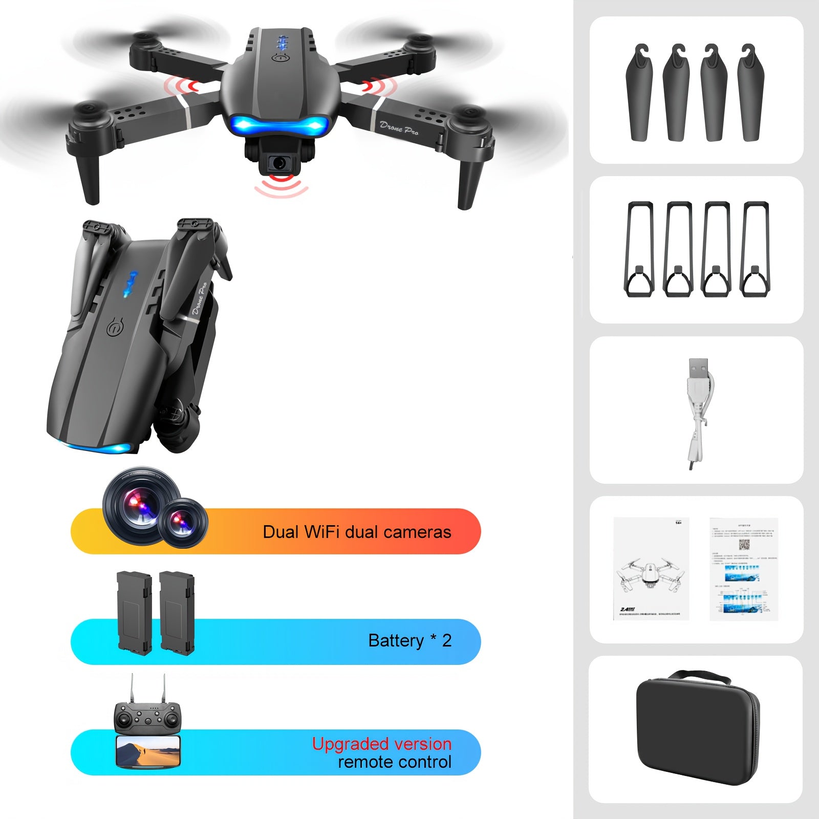 2025 Drone with Dual Camera, 2025 Newest Foldable Drone with App Control, FPV Live Video RC Quadcopter with HD Camera for Adults Beginners Kids +2 Battery Halloween Christmas Gift, Aerial...
