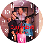 Custom Photo 12-Inch Large Wooden Wall Clock - ized Family//Partner Picture, Quartz Movement, Silent Sweep Mechanism, Home & Office Decor, Birthday/Anniversary Gift (AA Batteries Not Included) - Your Own