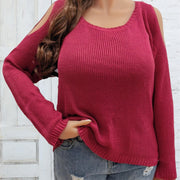 Plus-size Womens Off-shoulder Crew-neck Sweater