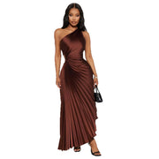Womens Side-cutout One-shoulder Asymmetrical Hem Dress