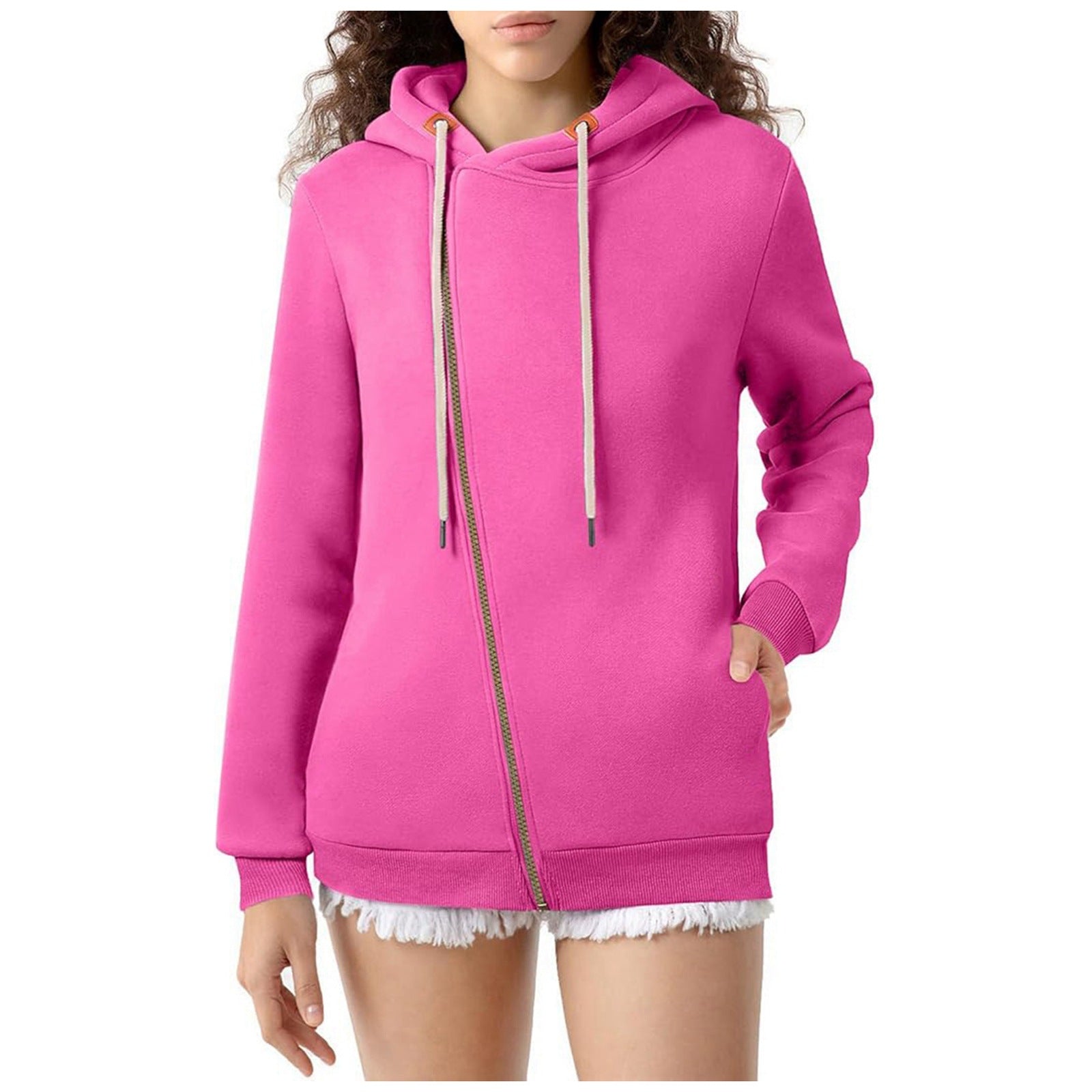 Women's Cozy Zip-Up Hooded Sweatshirt with Pockets
