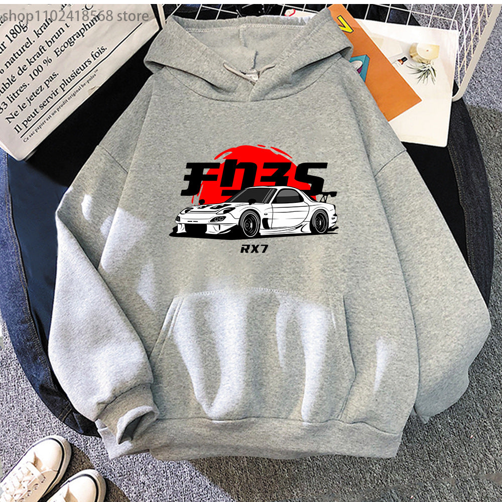 Unisex Graphic Car Print Casual Cotton Hoodie