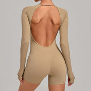 Backless Slim-Fit Sports Jumpsuit with Built-In Bra