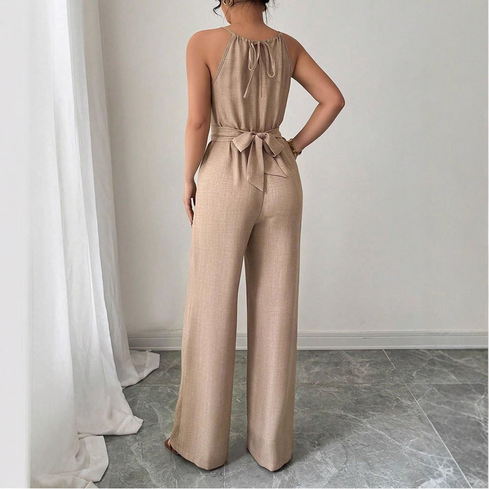Chic Halter Neck High Waist Tie-Up Jumpsuit
