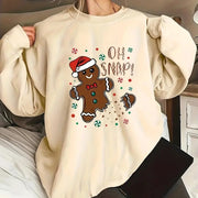 Kawaii Ginger Cake Christmas Holiday Print Loose Sweater