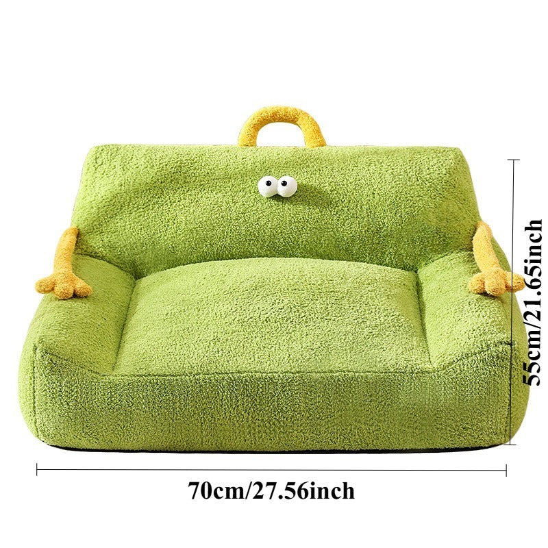 Thickened & Raised Pet Dog Bed - All-season Warm & Comfortable Green Polyester Sofa For Small To Medium Dogs, No Assembly Required, Durable & Easy-clean Design For Indoor/outdoor Use, Dog Bed For