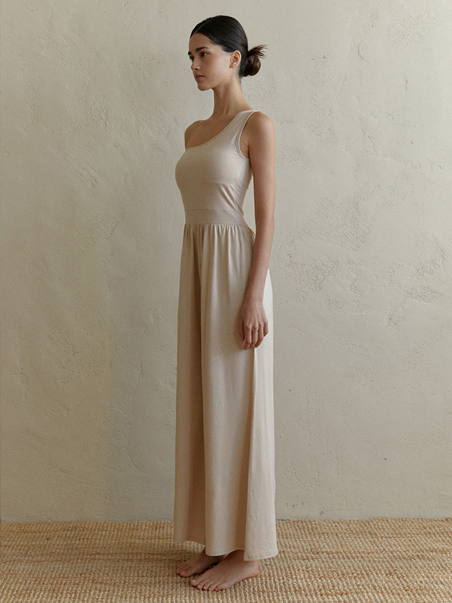 One-Shoulder Stretchy Yoga Jumpsuit for Fitness & Casual Wear