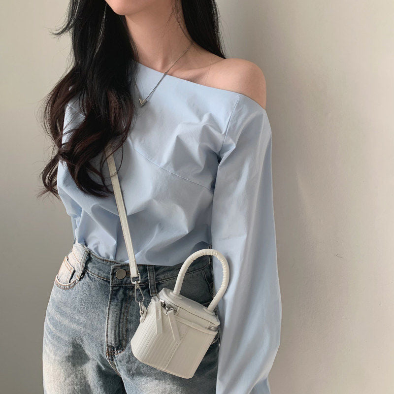 Off-Shoulder Loose Long-Sleeve Women's Blouse