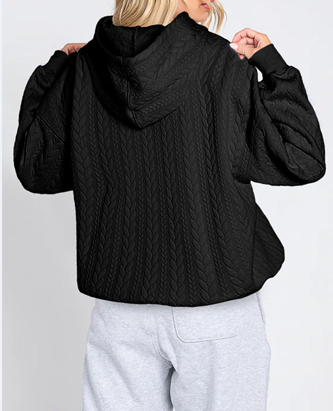 Casual Twist Texture Solid Color Women's Hoodie Sweater
