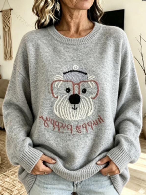 Women's Fashionable Long-sleeved Knitted Sweater