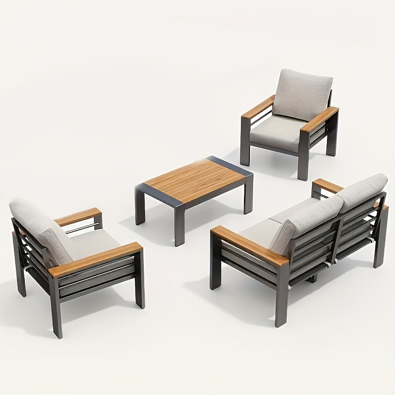 4, 5 Or 7-Seat Aluminum Patio Furniture Set, Featuring Upgraded Cushions And Armrests, Perfect for Backyard, Garden, And Poolside Relaxation
