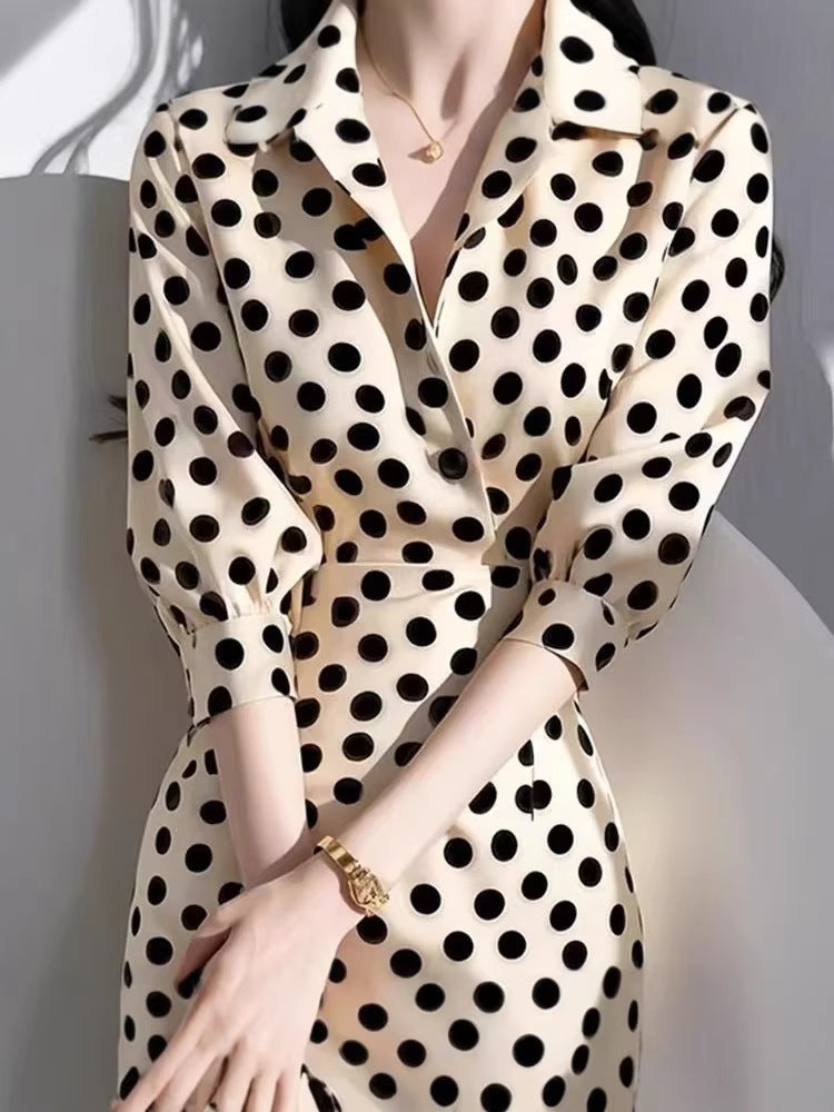 Elegant Polka Dot Asymmetrical Retro Dress