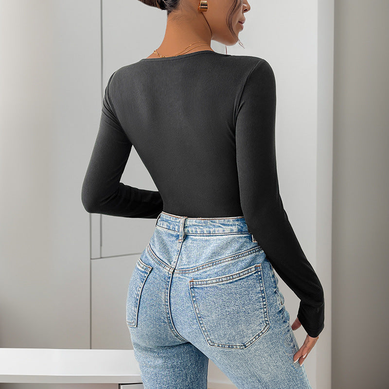 Chic Colorblock Square-Neck Knit Jumpsuit